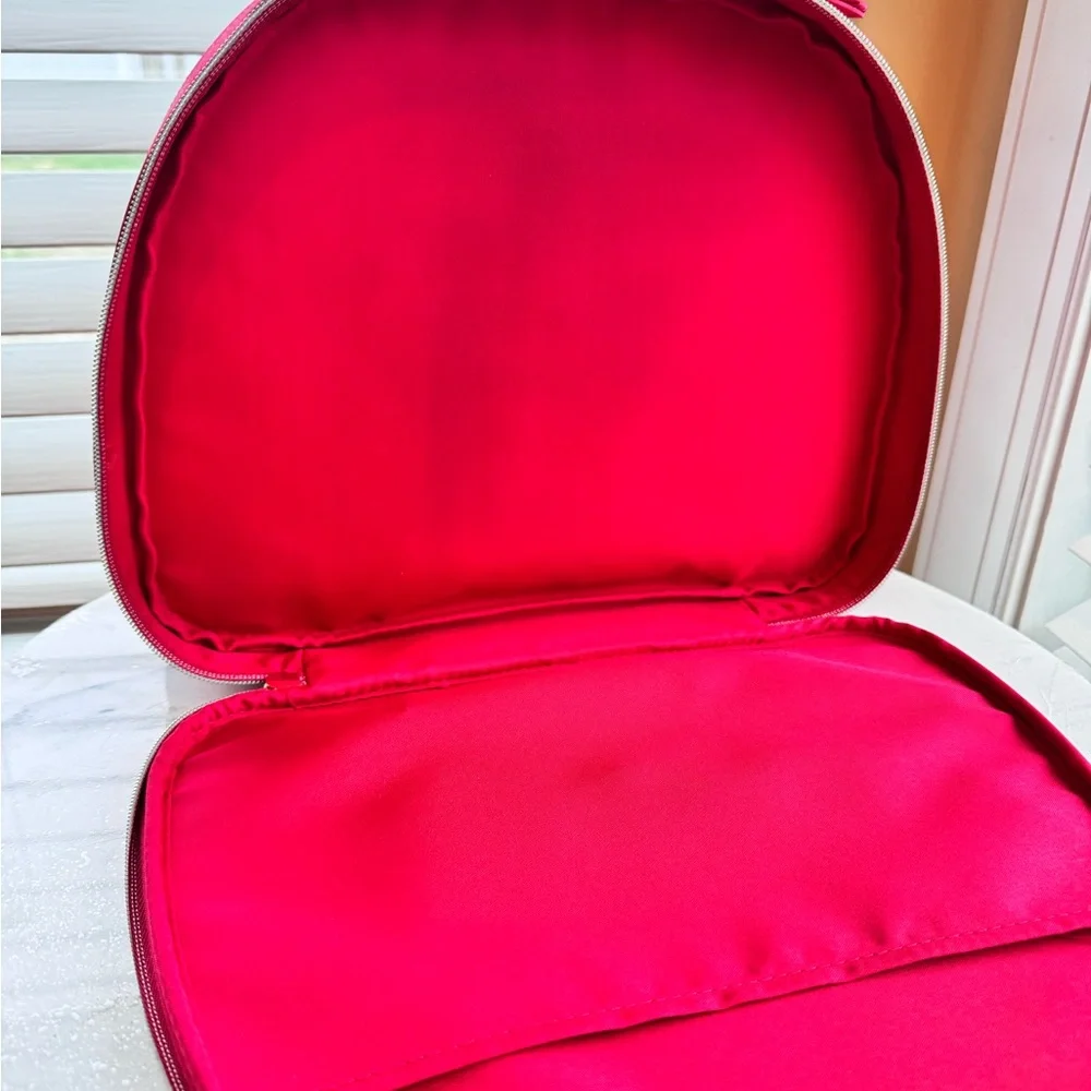 Estée Lauder Red Makeup Pouch Train Case with Gold Charm